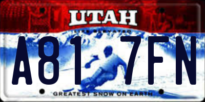 UT license plate A817FN