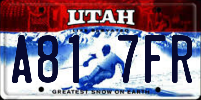 UT license plate A817FR