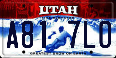 UT license plate A817LO