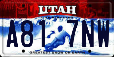 UT license plate A817NW