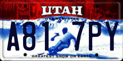 UT license plate A817PY