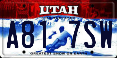 UT license plate A817SW