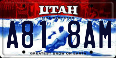 UT license plate A818AM