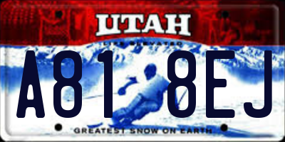 UT license plate A818EJ