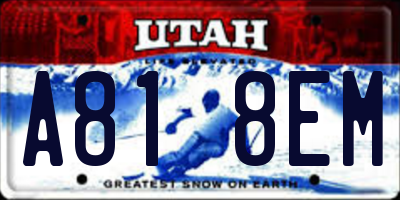 UT license plate A818EM