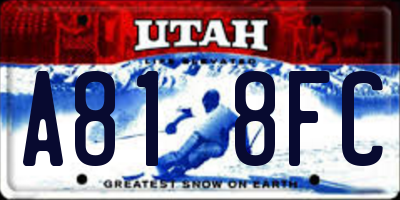 UT license plate A818FC