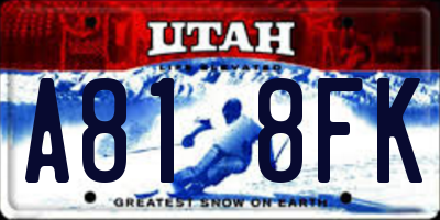 UT license plate A818FK