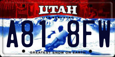 UT license plate A818FW