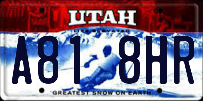 UT license plate A818HR