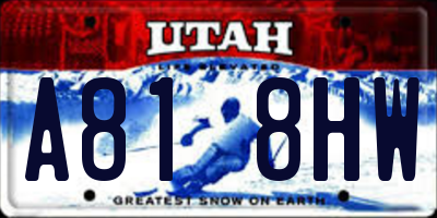 UT license plate A818HW
