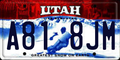 UT license plate A818JM