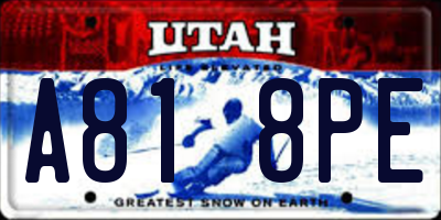 UT license plate A818PE