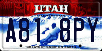 UT license plate A818PY