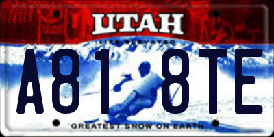 UT license plate A818TE