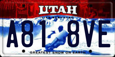 UT license plate A818VE