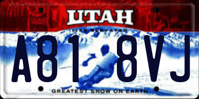 UT license plate A818VJ