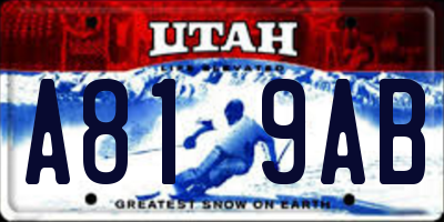 UT license plate A819AB