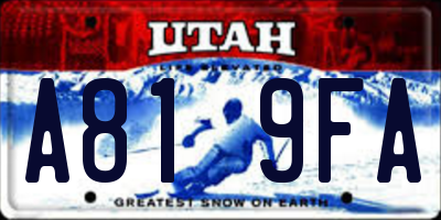 UT license plate A819FA
