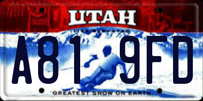 UT license plate A819FD