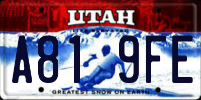 UT license plate A819FE