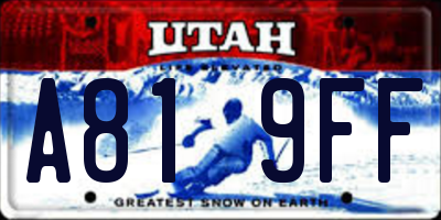 UT license plate A819FF