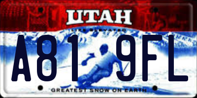 UT license plate A819FL