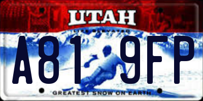 UT license plate A819FP