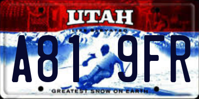 UT license plate A819FR
