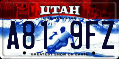 UT license plate A819FZ