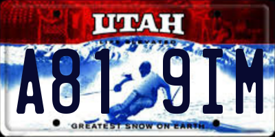 UT license plate A819IM