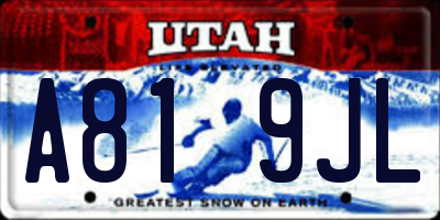 UT license plate A819JL