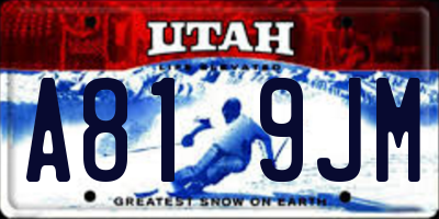 UT license plate A819JM