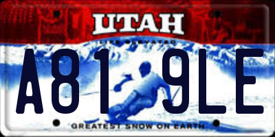 UT license plate A819LE