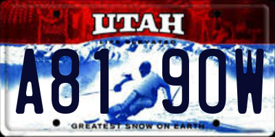 UT license plate A819OW