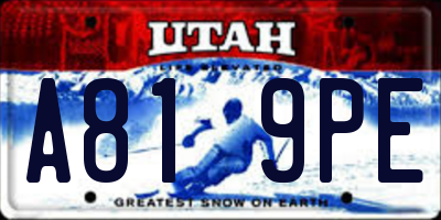 UT license plate A819PE