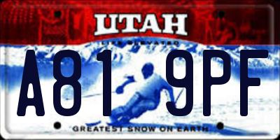 UT license plate A819PF