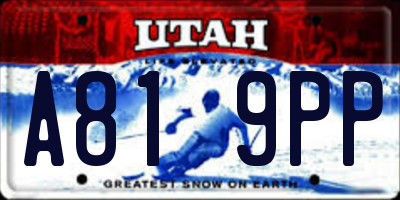 UT license plate A819PP