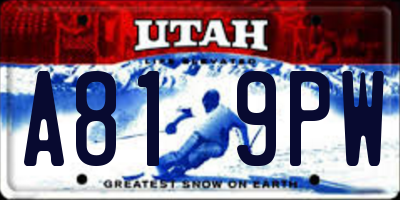 UT license plate A819PW
