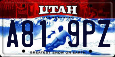 UT license plate A819PZ