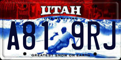 UT license plate A819RJ