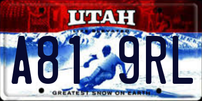 UT license plate A819RL