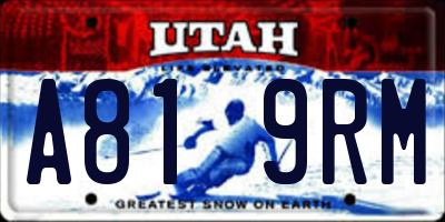 UT license plate A819RM