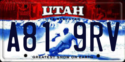 UT license plate A819RV