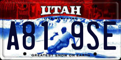 UT license plate A819SE