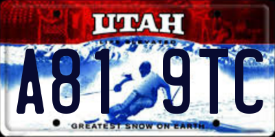 UT license plate A819TC