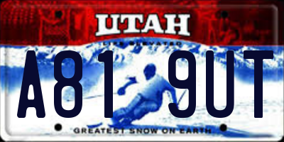 UT license plate A819UT
