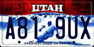 UT license plate A819UX