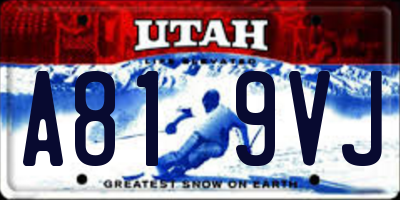 UT license plate A819VJ