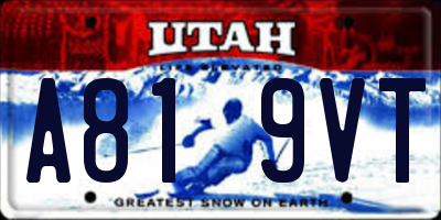 UT license plate A819VT
