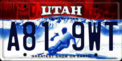 UT license plate A819WT